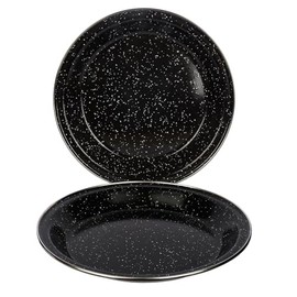 Navoys 2 Enamel Camping Plates - Black, Heat Resistant, Ideal Accessory for Camping, Picnic, Hiking, Fishing (2, Plates)