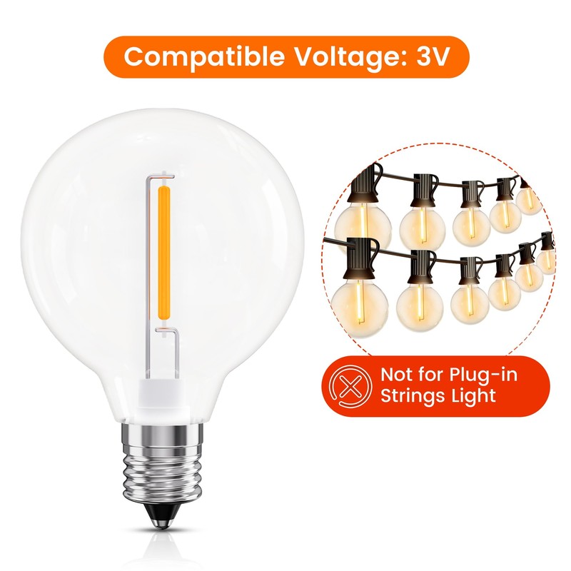 OHLUX G40 Solar Replacement Bulbs for Solar String Lights, 2200K