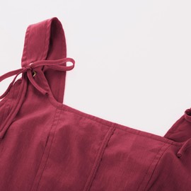 SCARLET DARKNESS Women's Medieval Dress Sleeveless with Lacing Gothic Smocked Dress with Pockets, Purple, red