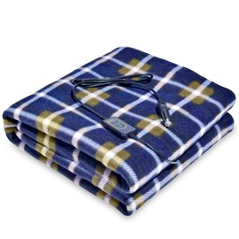 VTOY Heated Car Blanket for Car, Truck, SUV, RV, 12 Volt Electric Blanket with Controller for Timer and 3 Heating Levels, Portable Heated Throw for Camping, Traveling, 59’’ x 43’’ (Blue Plaid)