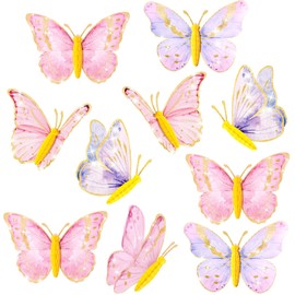 SUNBEAUTY 10 PCS Pink Glitter Butterfly Decorations Butterfly Birthday Party Decorations Butterfly Baby Shower Decorations Butterfly Theme Party Supplies for Birthday Baby Shower Party Decor