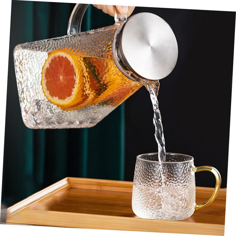 BIUDECO Elegant Glass Water Pitcher Cold Water Kettle Lid for