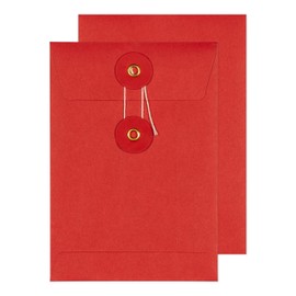 Blake Senses - Red String and Washer Envelopes C6 (162 x 114mm) - Pack of 100 Qty - Premium Quality 180 GSM - Document Mailer - Red Envelopes with String - Office & Business Supplies (SW922)