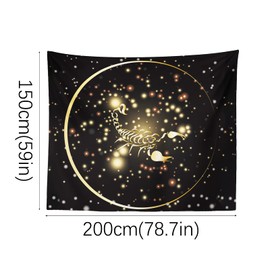Berkin Arts Decor Tapestry with Gold Constellations Zodiac Signs Symbols Icons Wall Hanging Aesthetic Backdrop Scorpio Teens Psychedelic for Bedroom 59.1 x 78.7 Inch