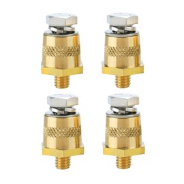 Ampper M8 Thread Male Brass Battery Charging Post Terminals, M8 Battery Post Adapter (+/-) with Top Bolts for Extension, Pack of 4