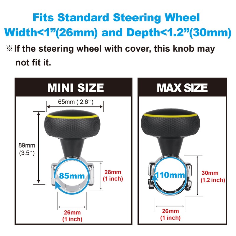 Hypersonic Steering Wheel Spinner Knob - Compatible with Standard Steering