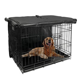 42 Inch Dog Crate Cover Dog Kennel Cover, Large XL Dog Crate for Large Dogs Wire Dog Cage with1 2 3 Doors, Waterproof 600D Oxford Fabric Indoor/Outdoor Black