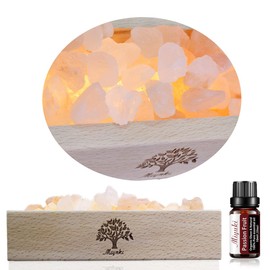 MLYNKL Himalayan Salt Lamp Diffuser - 300g Pink Salt with Wood Base, USB Powered, Warm Light & 10ml Passion Fruit Essential Oil Set for Aromatherapy, Relaxation, Meditation, Home Decor, Gifts
