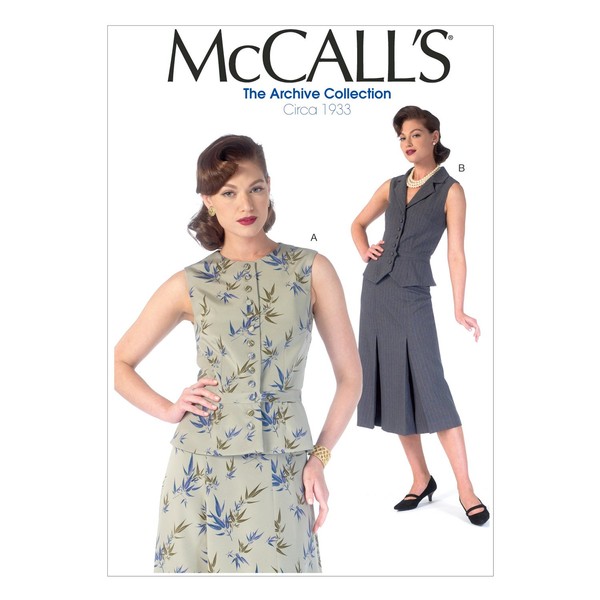 McCall Pattern Company M7056 Misses' Vests Sewing Template, A5 (6-8-10-12-14)
