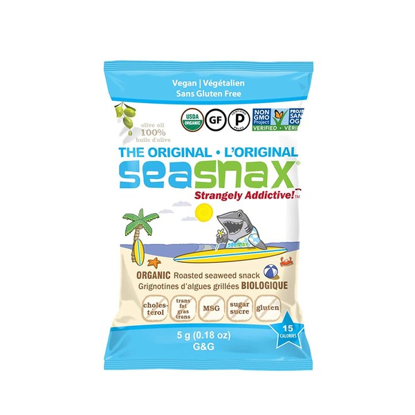 SeaSnax Organic Roasted Seaweed Snack Original, 0.18 oz (Pack of 6)