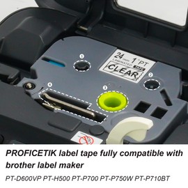 PROFICETIK 5X TZ2-151 Label Tape Replacement for Brother Label Tape Tze-151 Tze Tape 24mm Black on Clear for Brother P-Touch Label Maker PT-D600 PT-E550WVP PT-2430PC PT-P750W