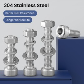 BNUOK (30 Sets) M5 x 60mm Hex Socket Head Cap Screws Bolts and Nuts, Flat & Lock Washers Kits, 304 Stainless Steel 18-8, Allen Socket Drive,Bright Finish, Full Threads,with Hex Spanner