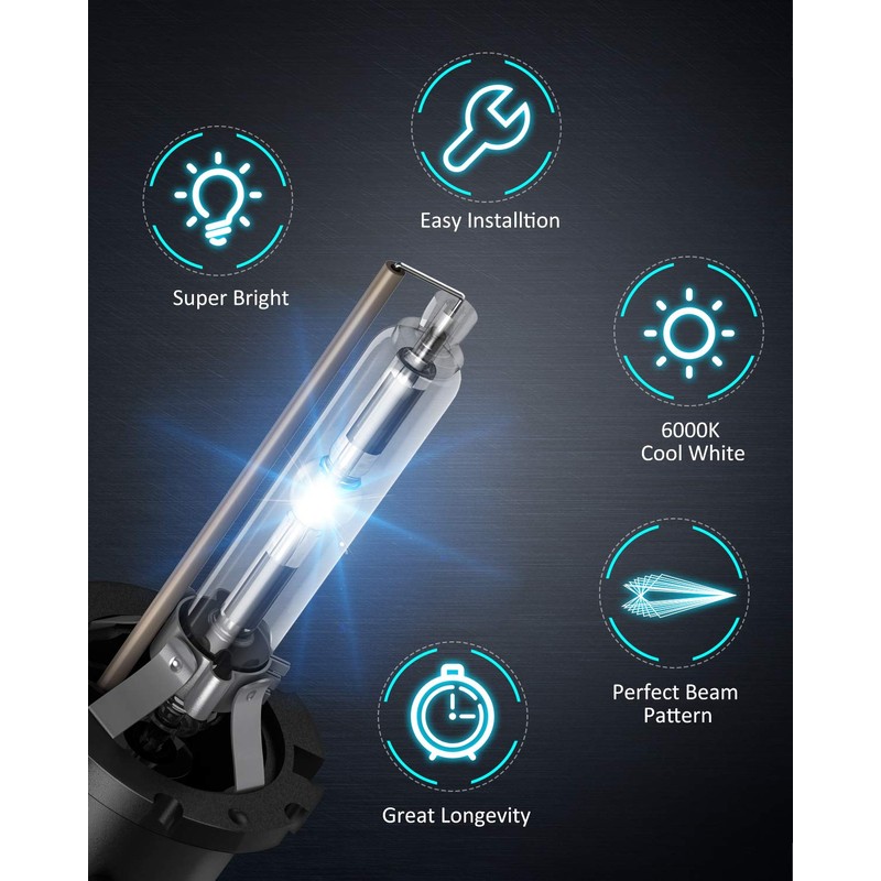 Nilight D4S HID Bulbs, 6000K Diamond White D4S Replacement Super