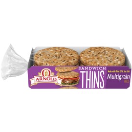 Arnold Sandwich Thins Multigrain Rolls, 6 count, (2 oz each), Sandwich Thins, 12 oz Bag
