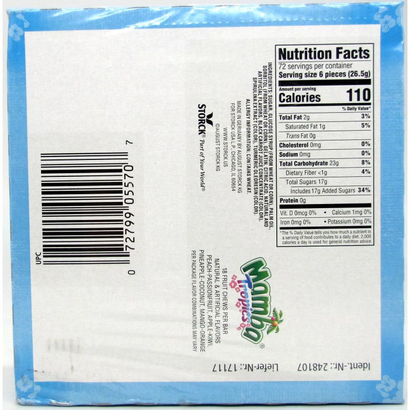 Storck Mamba Tropic Fruit Chews 24 Ct 2.65 Oz Bars