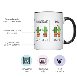 YouNique Designs - Taza de aniversario de 6 meses, 11 onzas, divertida taza de café de 6 meses para novio y novia, 6 meses de citas aniversario, sexto mes citas aniversario aniversario (mango negro)