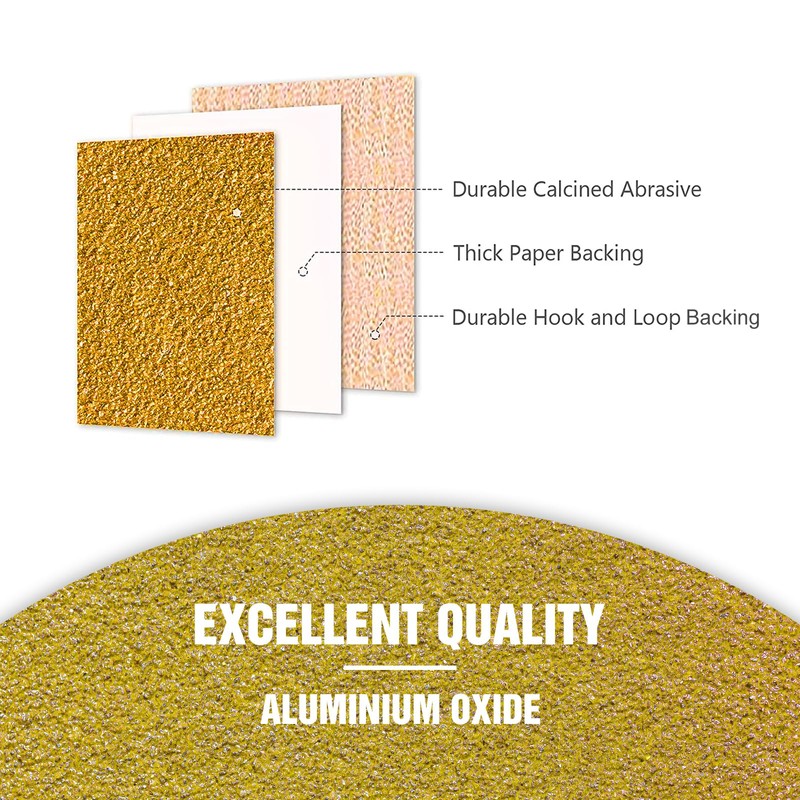 KONGMING 60 Pcs 150mm Sanding Discs 600 Grit Hook and