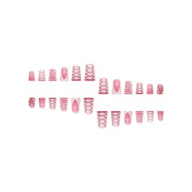 FIEONCIY Press on Nails Duck Shaped Glossy Full Cover Acrylic Duck False Nails with Designs Artificial Medium Duck Shaped Fake Nails with Charms Glue ons Fingernails for Women Girls(XXS300)