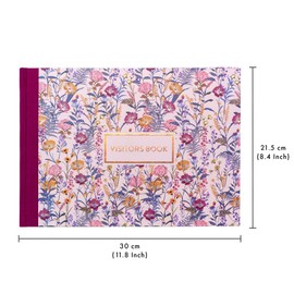 Pukka Pad, Bloom A4 Visitors Book – 96 Pages with 768 Entry Spaces – Includes Record Date, Name, Address, and Comment Fields – 120 GSM Paper – Cream