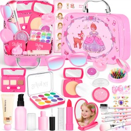 Pretend Makeup for Toddlers, Toy Play Makeup Set for Kids 3-5, Toddler Makeup Kit Pretend, Fake Makeup for Kids, Princess Toddler Toys for Girls, Gifts Toys for 3 4 5+ Year Old Girls(Not Real Makeup)
