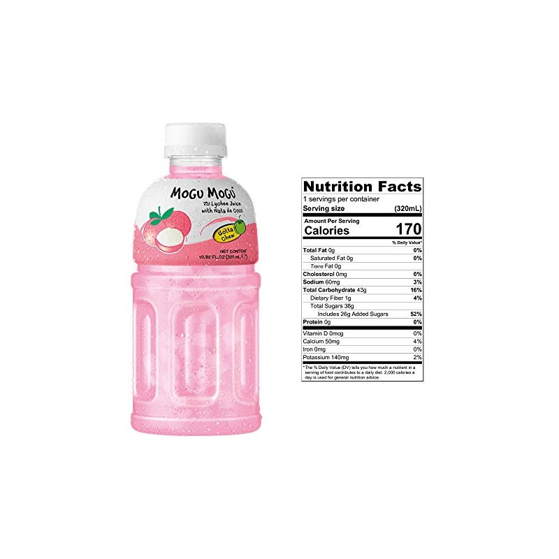 Mogu Mogu Lychee Nata De Coco Juice, 10.82 Fl Oz