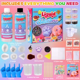 JOICEE Taba Squishy Kit, DIY Squishy Making Kit 18OZ 1:1 AB Liquid Silicone with 6 Molds for Make Your Own Super Soft Squishies Maker Kits Birthday Party Favors