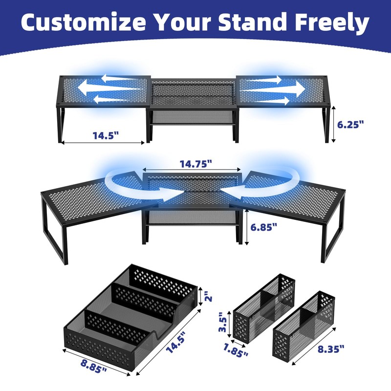 Simple Trending Monitor Stand Riser, Adjustable Angle Computer Desk Organizer