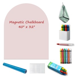 Magnetic Chalkboard Wall Decal 40"x32" - Upgraded Adhesive, Includes Wipe Cloth, Chalk Holder, 6 Dust-Free Chalks, Peel and Stick Blackboard for Kids Playroom, School, Home Decor (Pink)