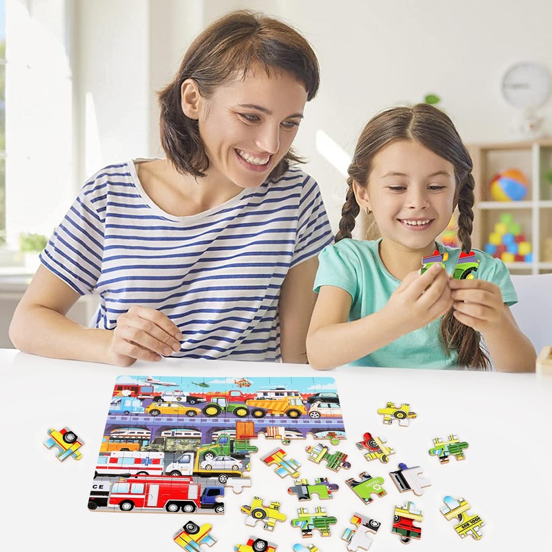 LELEMON 60 Pieces Puzzles for Kids Ages 4-8 Traffic Jam