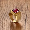 PMTIER Men's Stainless Steel Simple Gold Plated Ring with Square