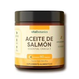 VITAL BOTANICS - Essential Omega 3 - Aceite Puro de Salmón con Vitamina E - Suplemento Multivitamínico Mujer y Hombre - 60 Cápsulas - Sin Gluten - 2 Meses de Suministro