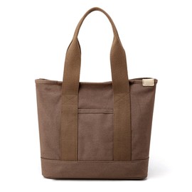 CORIOS Women's Canvas Tote Bag Large Capacity Handbag Multifunctional Shoulder Bag Casual Tote Bag Handbag for Work School Travel Shopper, dark brown, Casual, fashionable