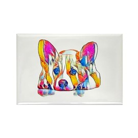 CafePress Colorful Corgi Puppy Magnets Rectangle Magnet, 3"x2" Refrigerator Magnet