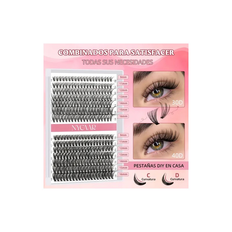 Extensiones Pestañas Diy, Kit De Racimos De Pestañas Mixto