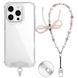 CSILOVEE Smartphone Strap, Rhinestone Beads, Pearl, Wrist, Lady, Sparkle, Shoulder, Butterfly, Pearl, Bowknot, Heart, Glitter, Colorful, White, Black, Pink, Vibrant and Cute, Fashionable, Popular, Compatible with All Smartphones, Durable, Korean Stainles