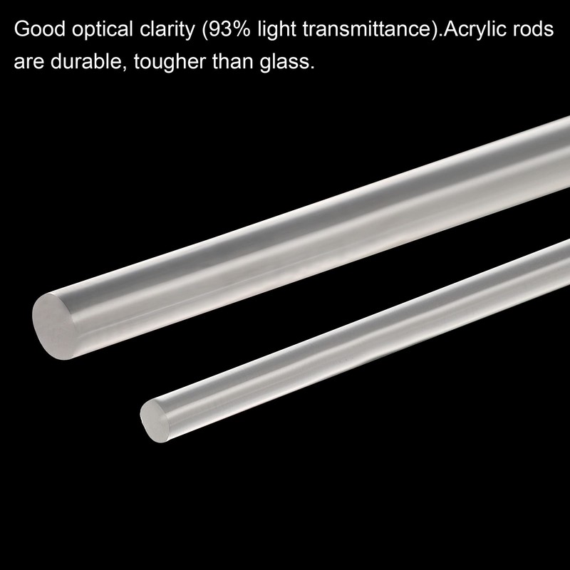 sourcing map Acrylic Round Rod,Clear,0.2 inch Diameter 10inch(247mm) Length,Solid Plastic