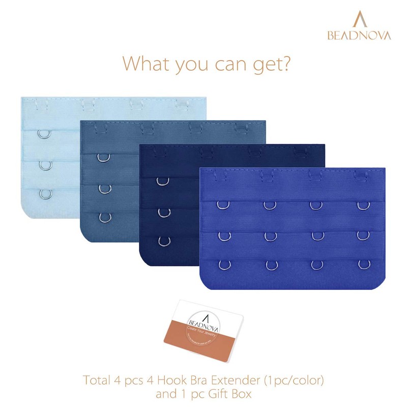 BEADNOVA 4 Hook Bra Clasp Extender Bra Back Extender (4pcs,