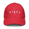 Ripple Junction Vibes Scattered White Letters Adjustable Baseball Hat, Red,