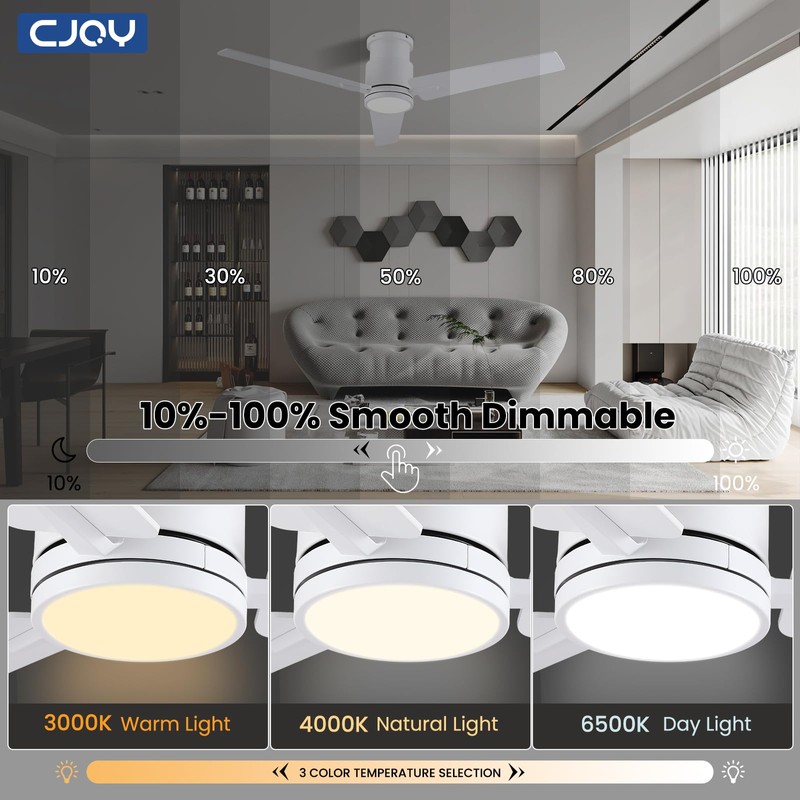 CJOY Ceiling Fan with Lights, 52 Inch Low Profile Ceiling