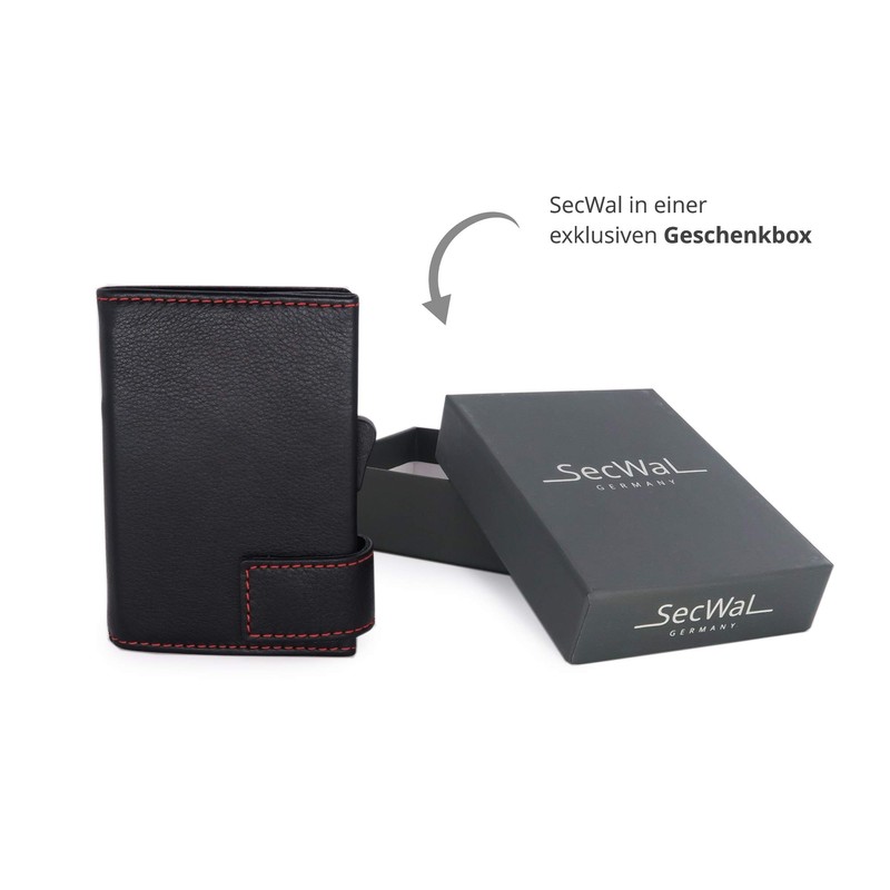 SecWal Zipped Coin Holder Kartenetui, black/red
