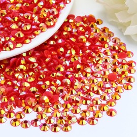Briskbloom 3000PCS 3mm Resin Flatback Rhinestone, Red/Siam AB Color Flatback Jelly Resin Rhinestones for Mugs, Bottles, Tumblers, Craft Decoration, Loose Bling Glitter Diamond Stone