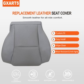 GXARTS Driver or Passenger Side Bottom Replacement Perforated Leather Seat Cover Gray Compatible with Toyota Sequoia 2007 2008 2009 2010 2011 2012 2013 Fit for Toyota Tundra 2007-2013