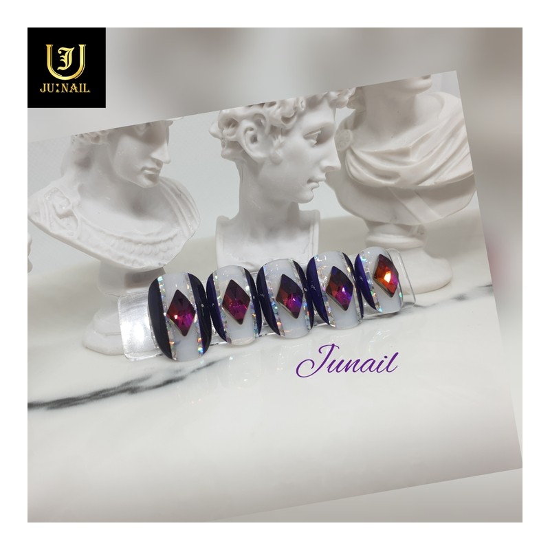  Eye-catching purple handmade nail tips - Short C curve