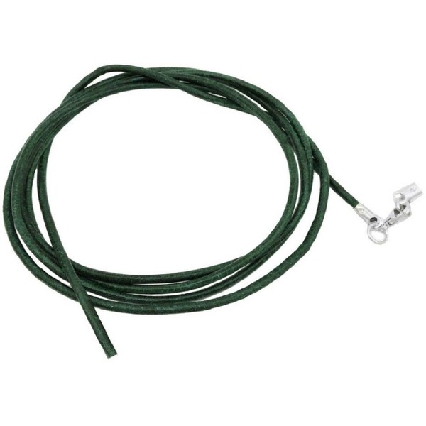 Unbespielt Leather Cord Necklace Green Lobster Clasp Silver-Coloured 1 m