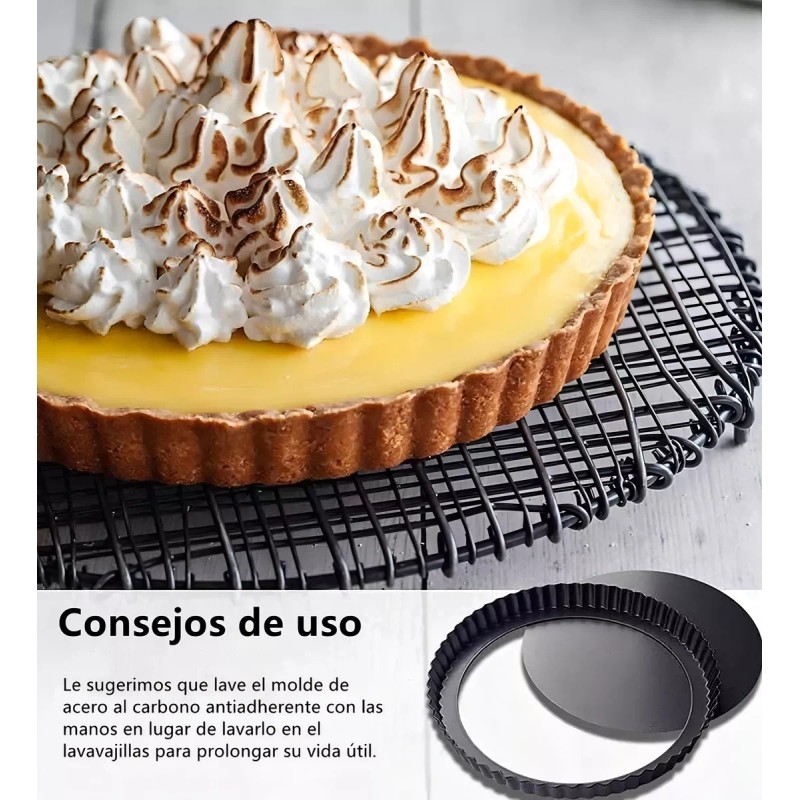 Molde Hornear Pay Desmontable Reposteria Antiadherente 26 Cm Color Negro