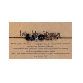 tenghong2021 Chakra Crystal Beaded Bracelet with Card Adjustable Spiritual Anxiety Stone Beads Braide String Bracelet Yoga Meditation for Women Men Jewelry Birthday Gifts-Life takes bravery