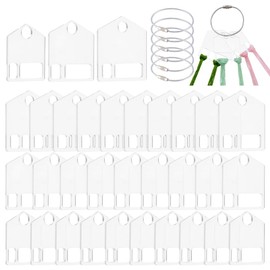 PH PandaHall 30PCS Acrylic Thread Drops, 3 Style Clear Embroidery Floss Drop Embroidery Thread Organizers with 6PCS Stainless Steel Wire Keychain Clasps for Cross Stitch Sewing Thread Storage