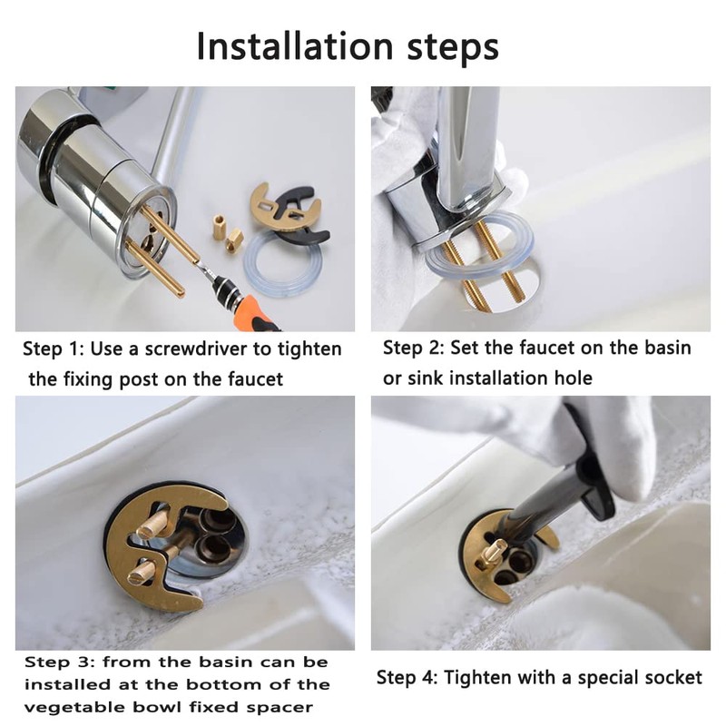 UtySty 3 Set Faucet Mounting Nut and Washer Double Hole