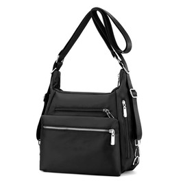 YANAIER Women Shoulder Handbag Multi Pocket Crossbody Bag Hobo Messenger Purse Convertible Backpack for Ladies Girls Black