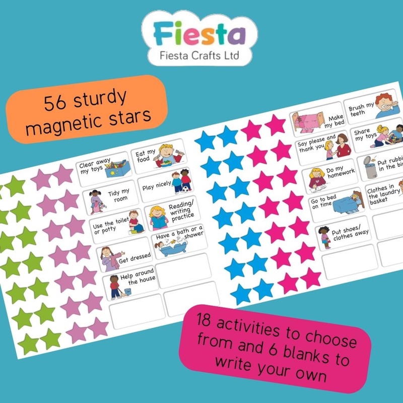 Fiesta Crafts Star Chart (T2388)- Magnetic Activity Board for Kids,